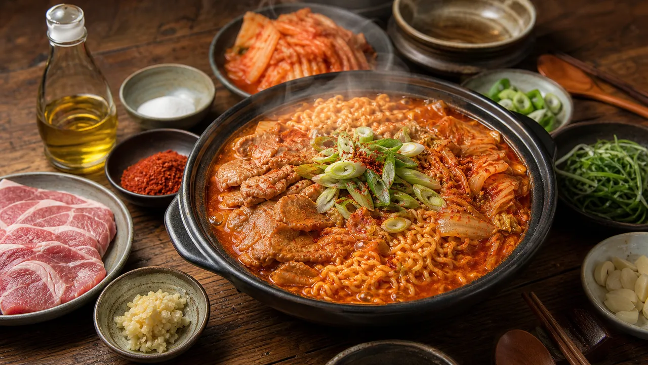 캠핑 김치 돼지고기 찌개와 라면 레시피